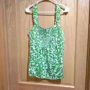 George by Mark Eisen size Large green white side zip tank top lightweight